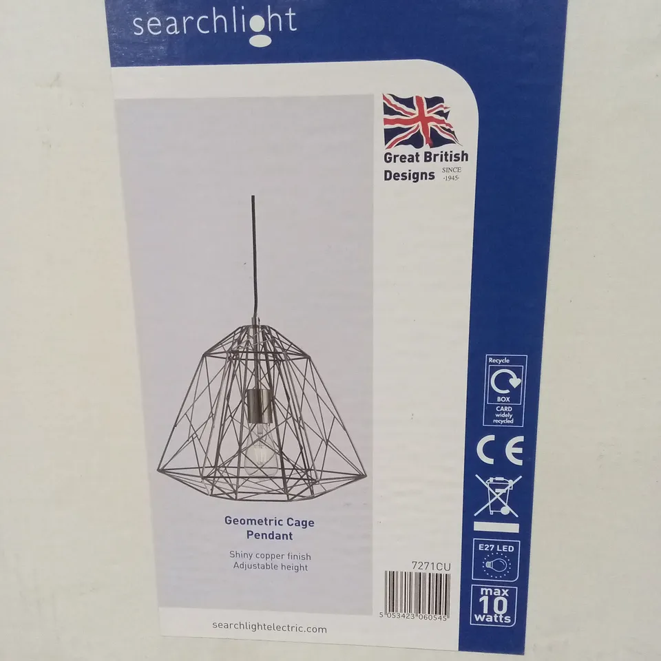 BOXED SEARCHLIGHT GEOMETRIC CAGE PENDANT 