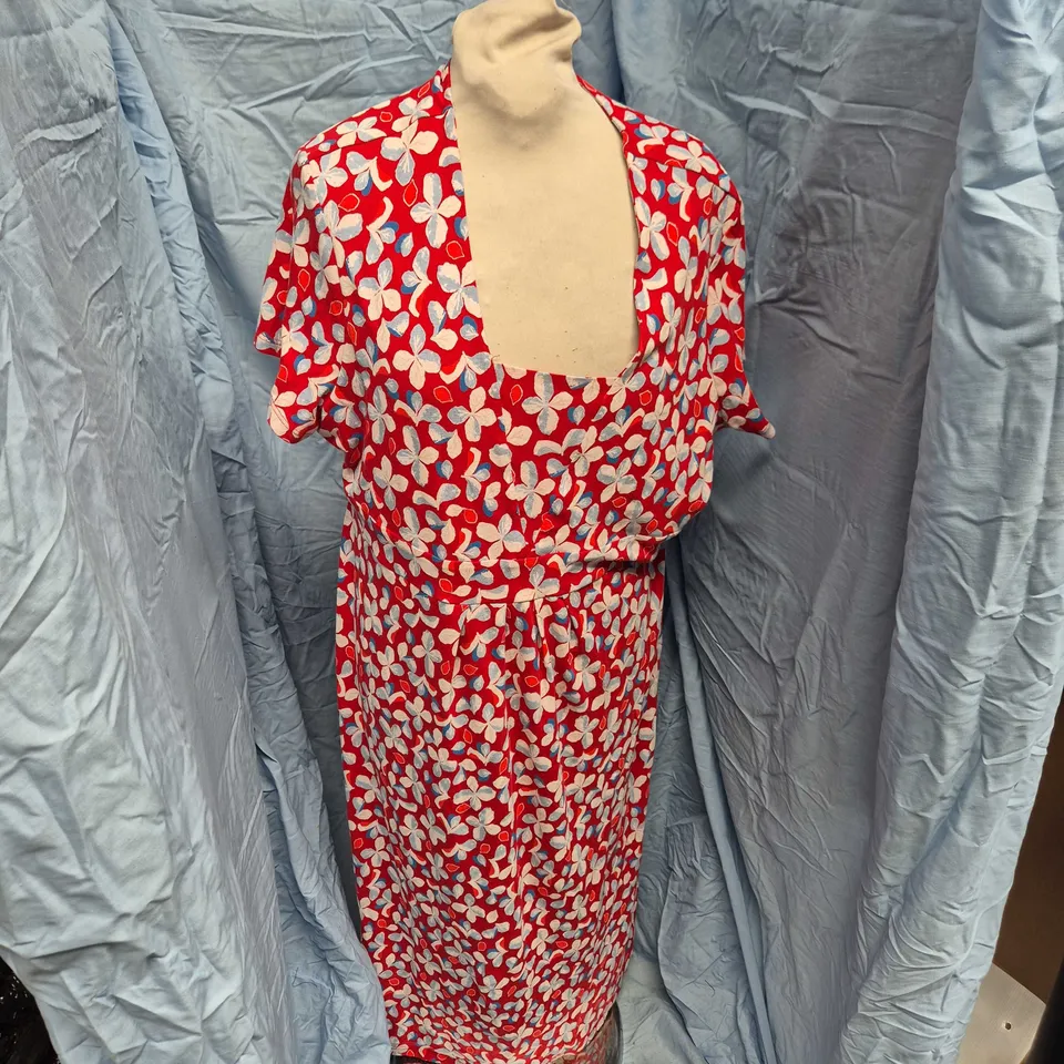 SEASALT CORNWALL WOMEN'S RED FLORAL DRESS, UK 18 (EU 46, US 14)