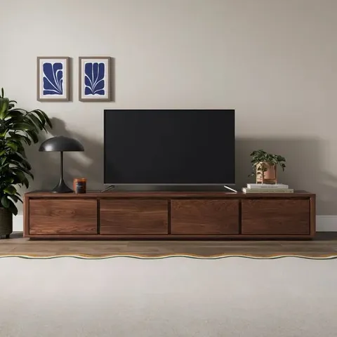 BOXED DUNHELM MALIK 4 DOOR TV STAND WALNUT (1 BOX)