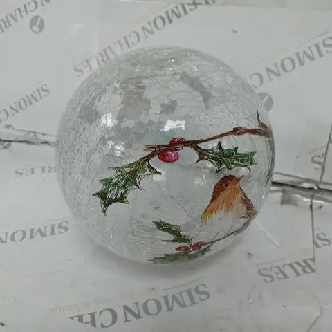 GLASS ROBIN THEMED LIT UP GLOBE
