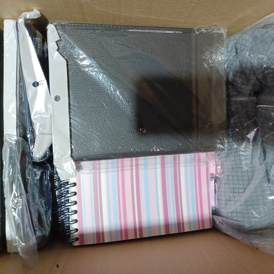 BOX OF APPROXIMATELY 10 ASSORTED HOUSEHOLD ITEMS TO INCLUDE APOLLO REFUSE BAGS, PUKKA PAD PROJECT BOOK, OHS TEDDY DOG HOODIE BLANKET, ETC