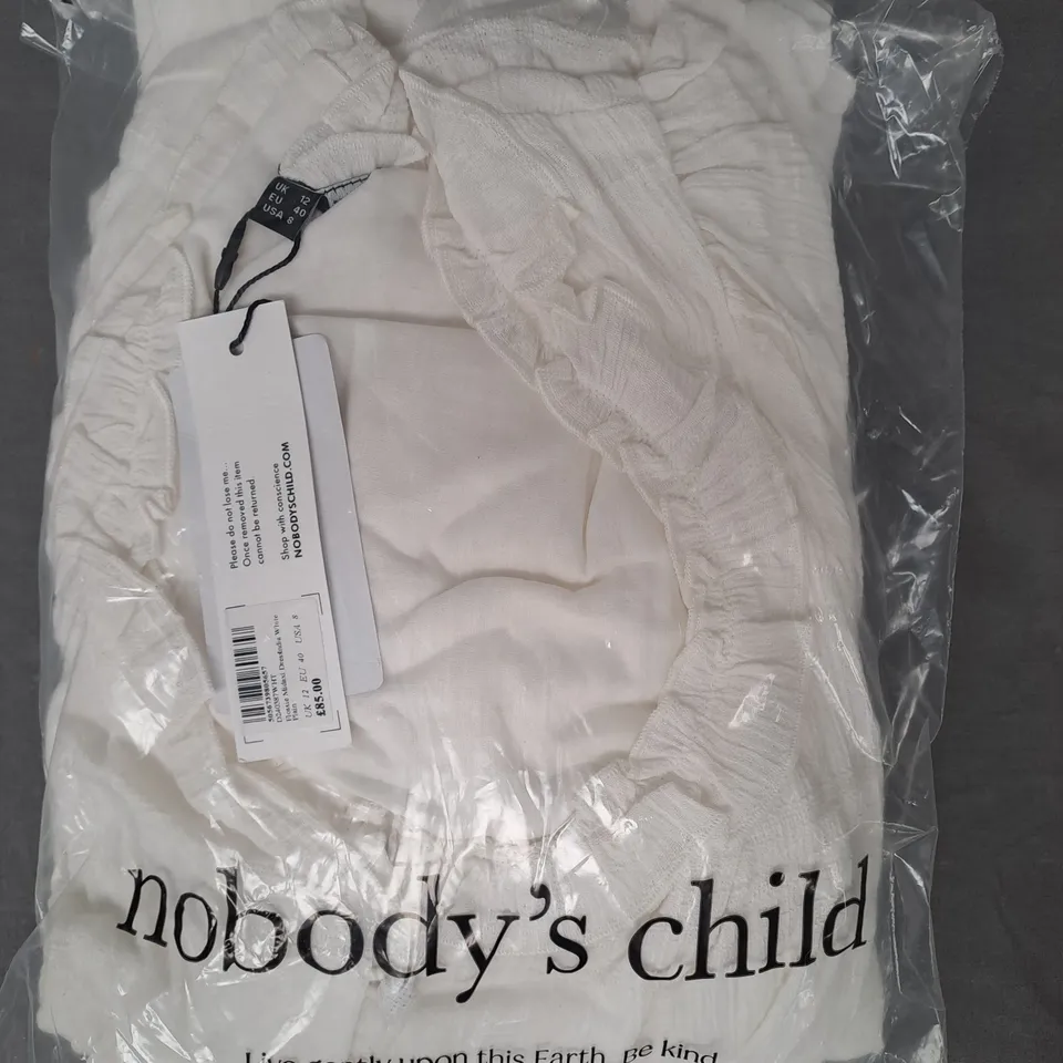 NOBODY'S CHILD FLOSSIE MIDAXI DRESS IN WHITE UK SIZE 12