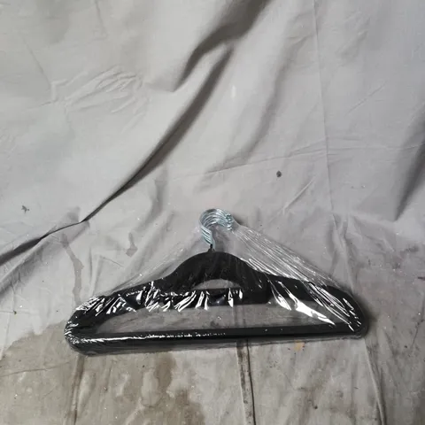 BOX OF APPROXIMATELY 20 ASSORTED HOUSEHOLD ITEMS INCLUDING PLASTIC COAT HANGERS , TRAVEL MUG AND WRAPPING PAPER 