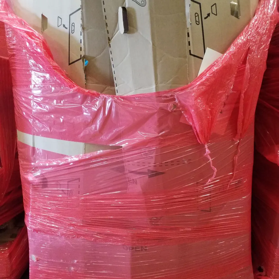 PALLET CONTAINING ASSORTED PRODUCTS INCLUDING DESK CHAIR, PET MAT, FOLDING TRAY TABLE, MULTIFUNCTIONAL BABY BOOSTER & WATERPROOF BATHROOM CABINET 