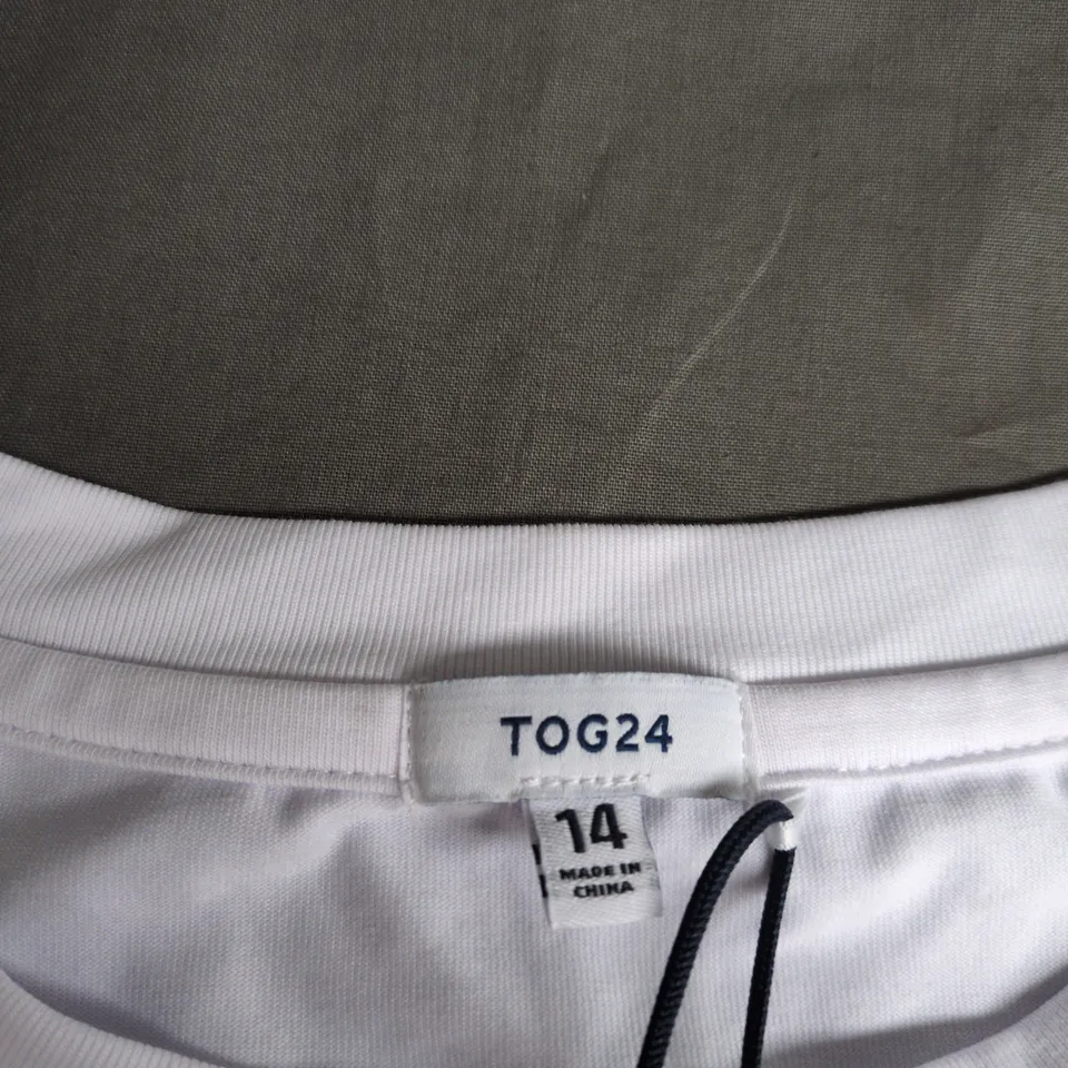 TOG24 WOMEN'S WHITE T-SHIRT WITH COLOURFUL FLOWER PRINT, UK 14