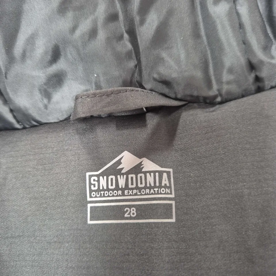 SNOWDONIA OUTDOOR EXPLORATION HOODED PARKA JACKET - BLACK (SIZE 28) 