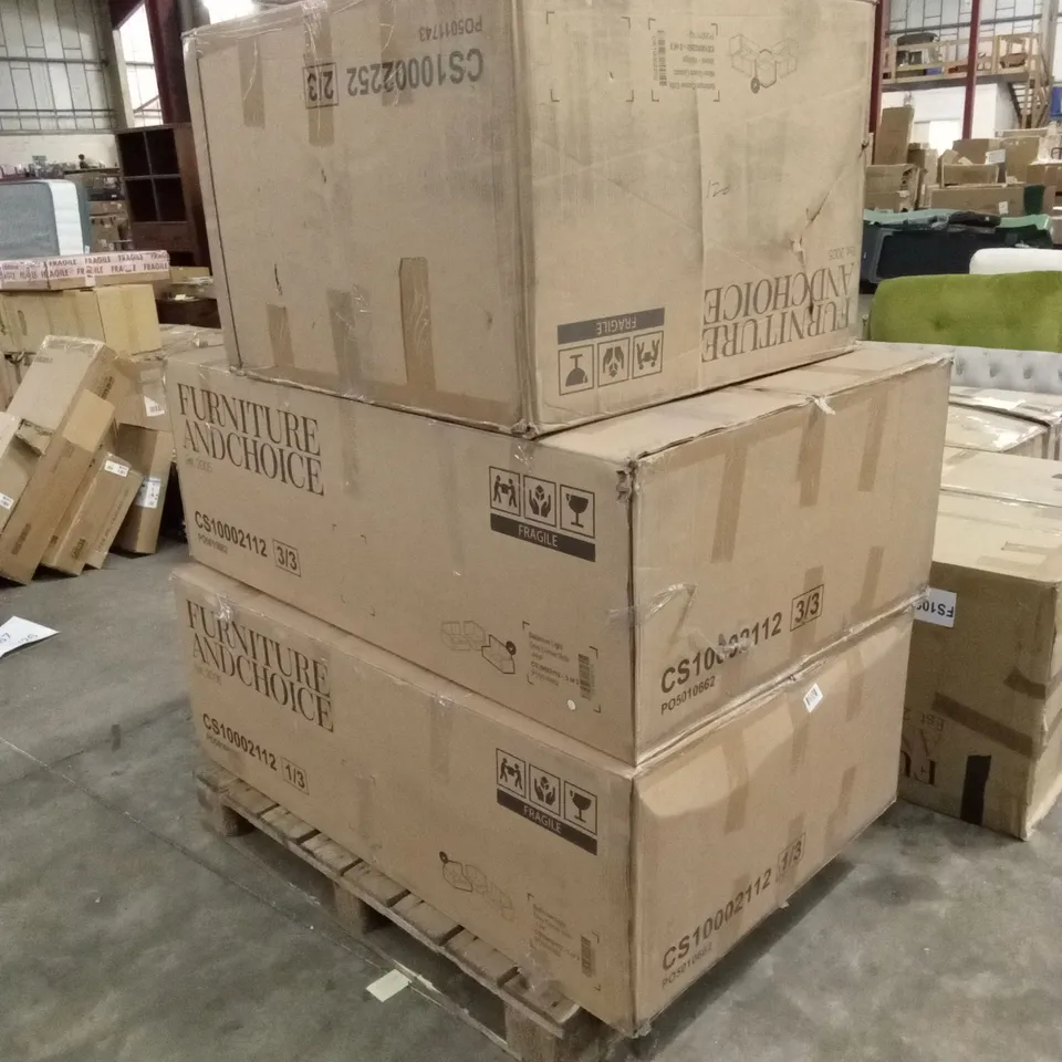 PALLET OF ASSORTED DESIGNER INCOMPLETE SOFA PARTS AND PIECES 