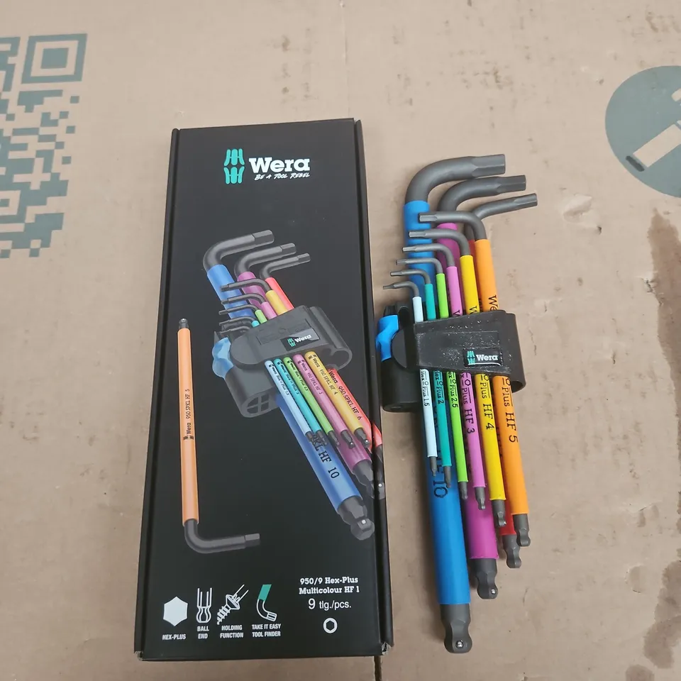 WERA HEX-PLUS MULTICOLOUR HEX KEY SET, 9-PIECE