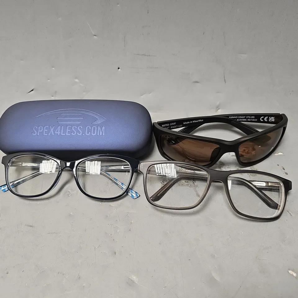 APPROXIMATELY 8 ASSORTED VISION CARE ITEMS TO INCLUDE - SUNGLASSES , EYEWEAR GLASSES , CARRY CASE 