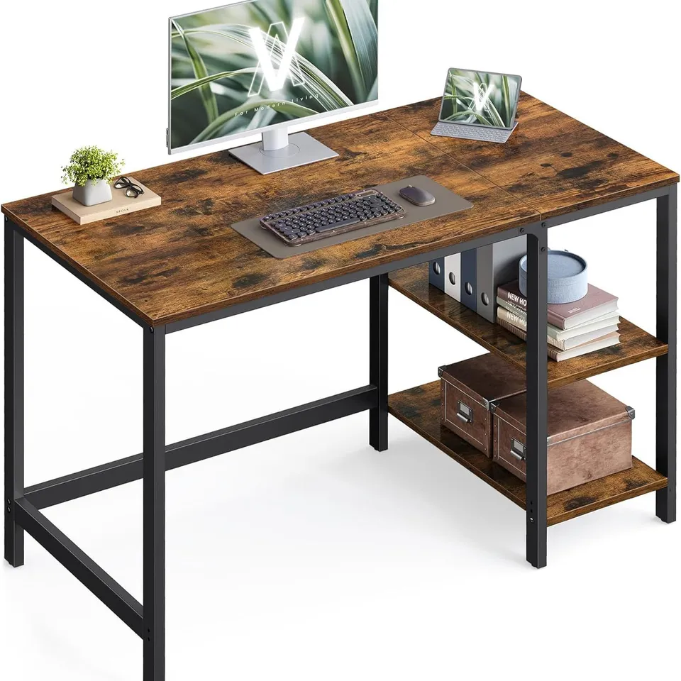 BOXED VASAGLE COMPUTER DESK, WRITING DESK WITH 2 SHELVES