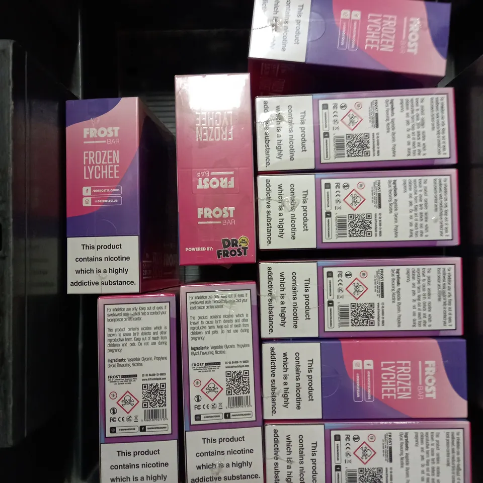 10 X BOXED SEALED (10 DISPOSABLES PER BOX) DR FROST FROST BAR DISPOSABLE VAPES - FROZEN LYCHEE  