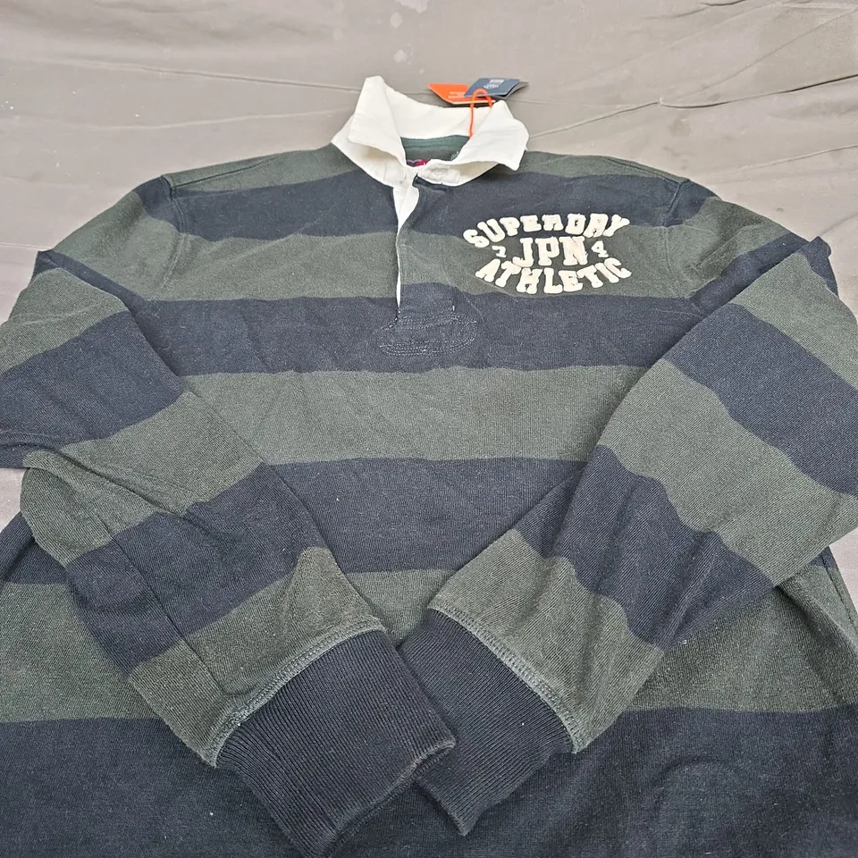 SUPERDRY VINTAGE ATHLETIC RUGBY STYLE SHIRT - SIZE LARGE 