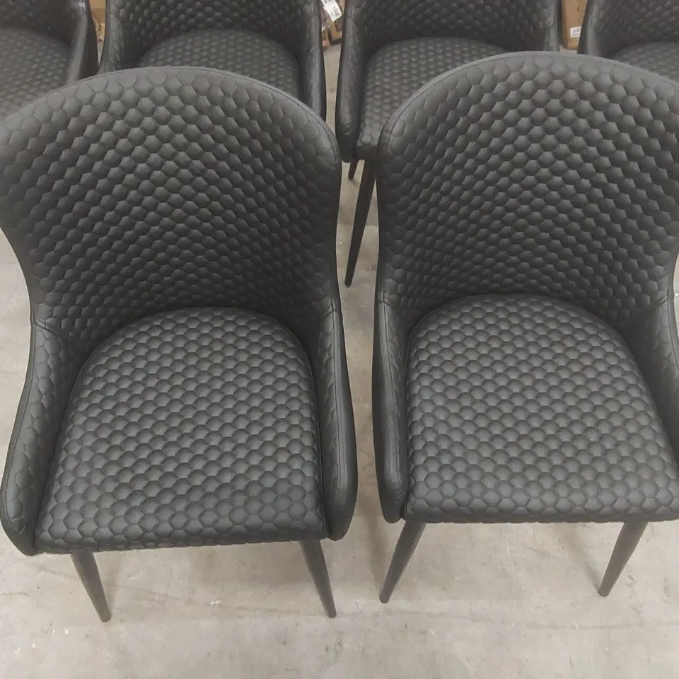 SET OF 6x DESIGNER FAUX LEATHER UPHOLSTERED DINING CHAIRS