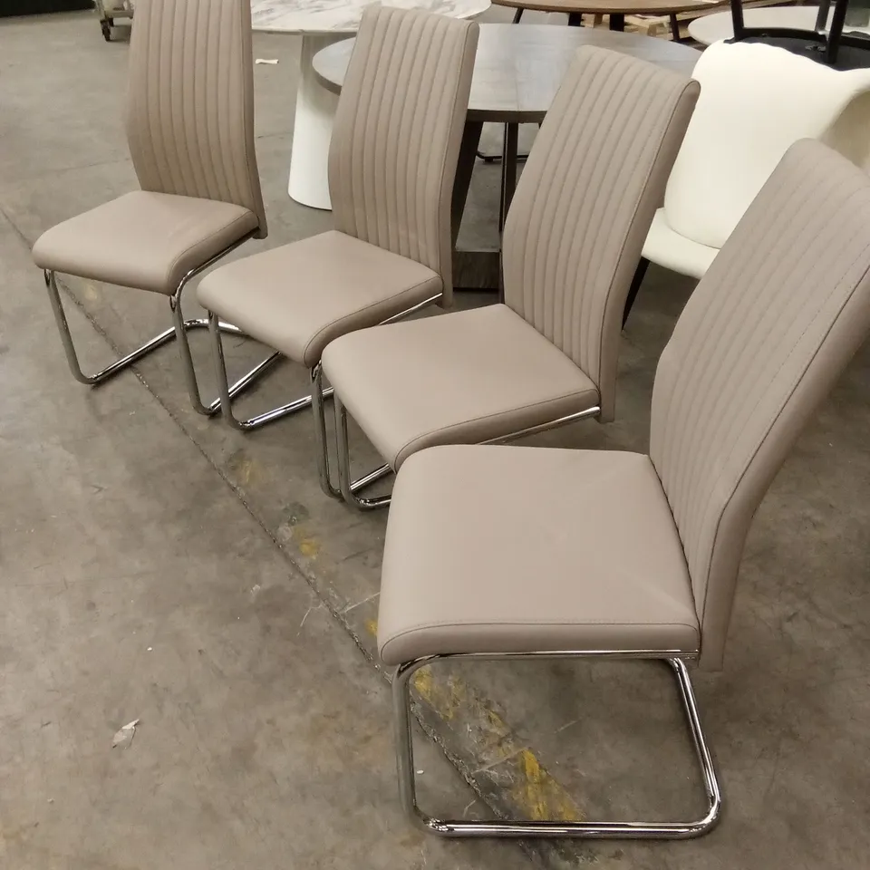 SET OF 4 DESIGNER FAUX LEATHER DINING CHAIRS
