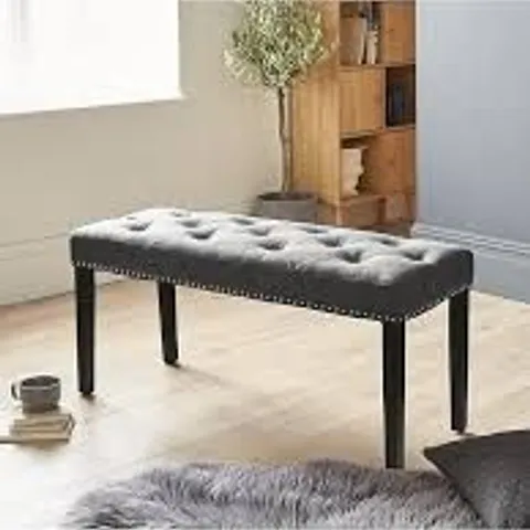 WARWICK VELVET BENCH - CHARCOAL/BLACK