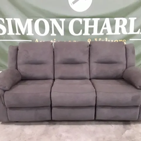 QUALITY DESIGNER MANUAL RECLINER 3 SEATER SOFA - BROWN LEATHER