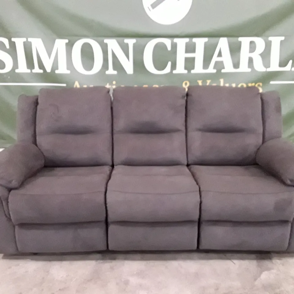 QUALITY DESIGNER MANUAL RECLINER 3 SEATER SOFA - BROWN LEATHER