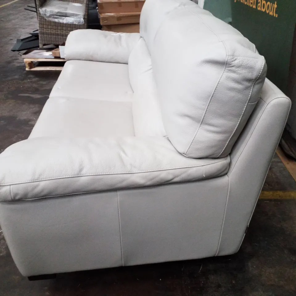 QUALITY DESIGNER 3 SEATER SOFA - IVORY LEATHER