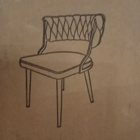 BOXED SET OF 2 BLACK METAL AND VELVET DINING CHAIRS