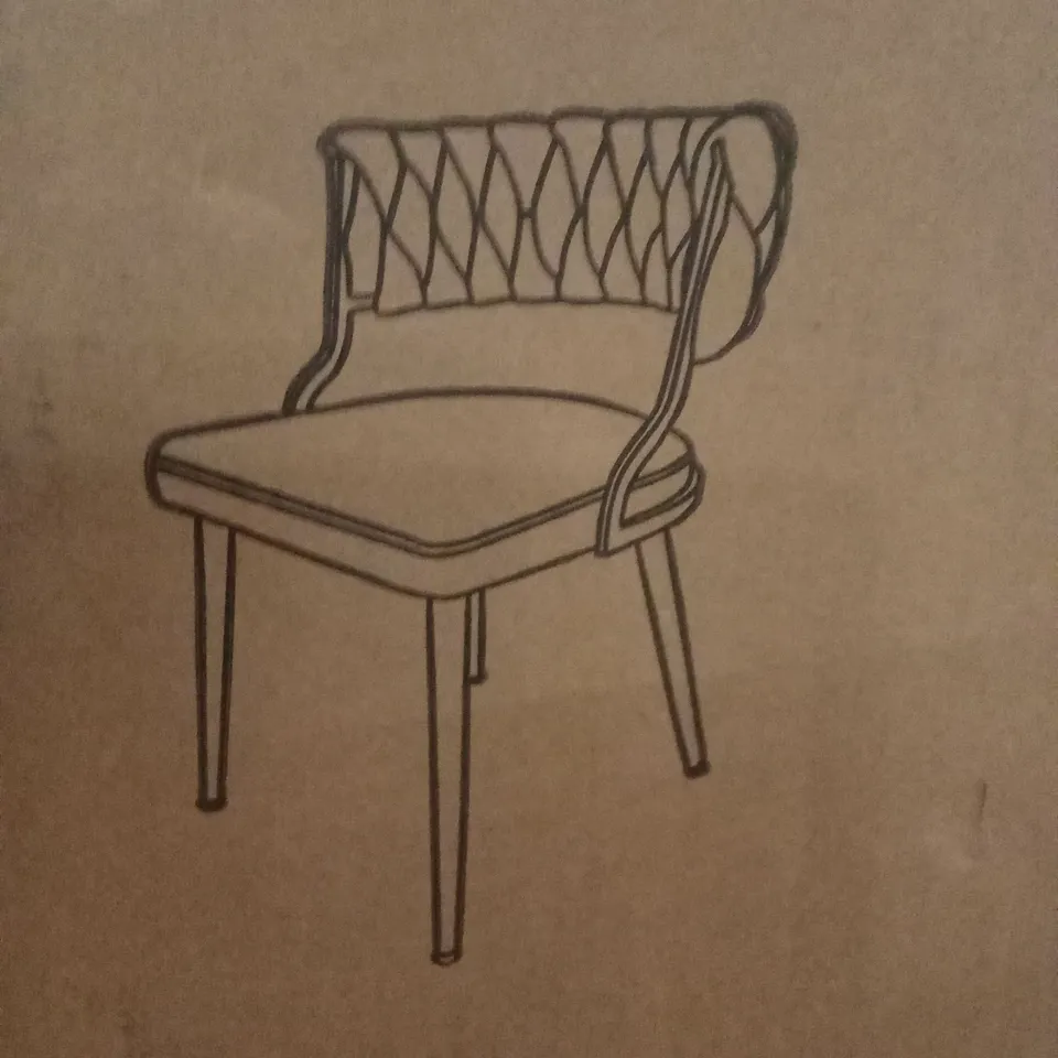 BOXED SET OF 2 BLACK METAL AND VELVET DINING CHAIRS