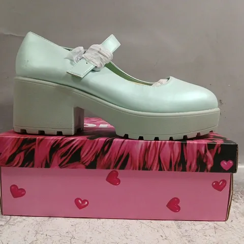 BOXED PAIR OF KOI TIRA PEARL MARY JANES SKY JEWEL EDITION IN BLUE SIZE UK 11