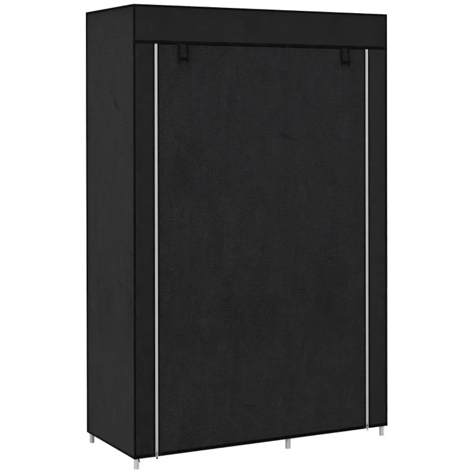 BOXED HOMCOM FABRIC WARDROBE, PORTABLE WARDROBE WITH 6 SHELVES, 1 HANGING RAIL, FOLDABLE CLOSETS, 103 X 43 X 162.5 CM, BLACK (1 BOX)