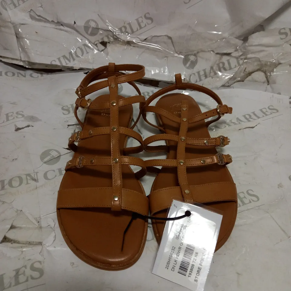 DUNNE LONDON STRAPPED SANDALS - TAN BROWN - SIZE 6