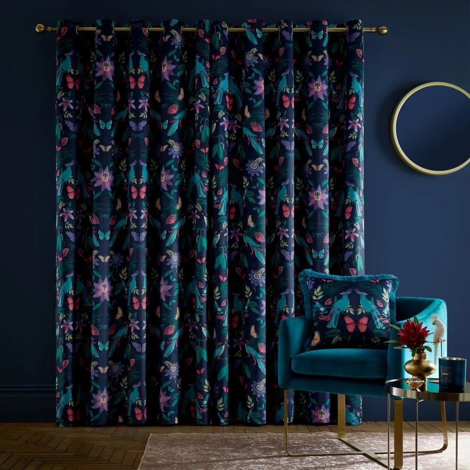 MYA TROPICAL FLORAL LINED EYELET CURTAINS