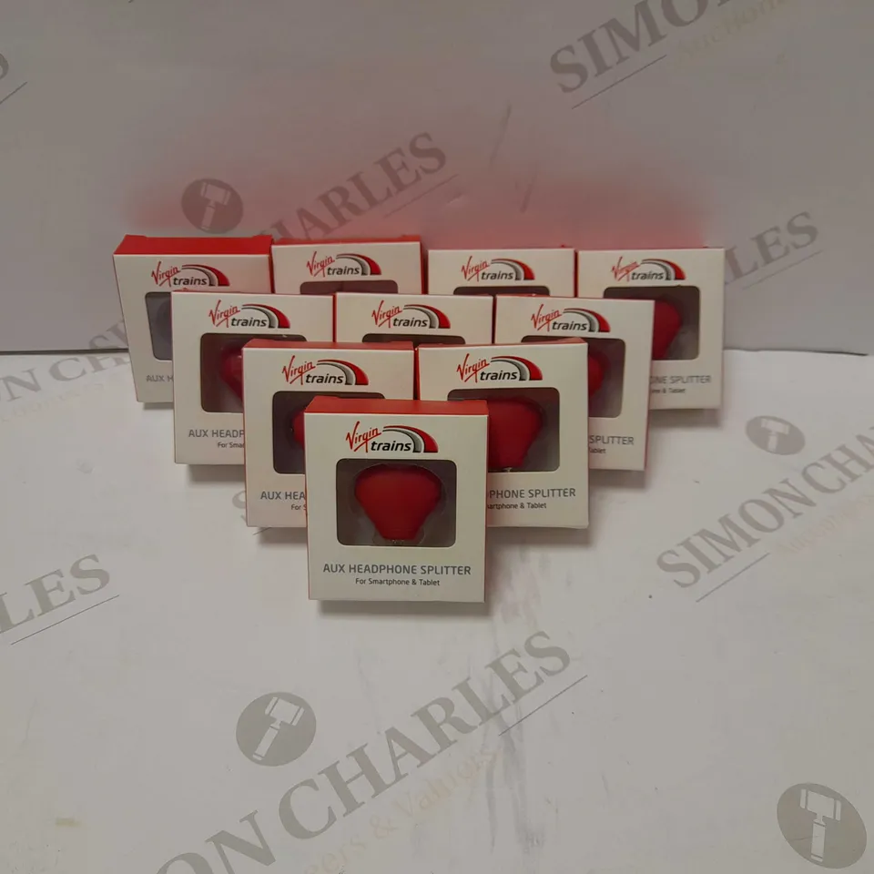 BOX OF APROX 10 VIRGIN TRAINS AUX HEADPHONES SPLITTERS 3.5MM