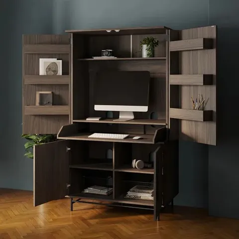 BOXED BRYANT PULL OUT DESK - WALNUT (2 BOXES)