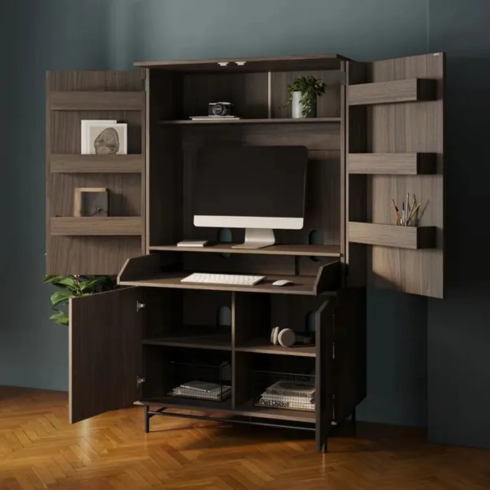 BOXED BRYANT PULL OUT DESK - WALNUT (2 BOXES)