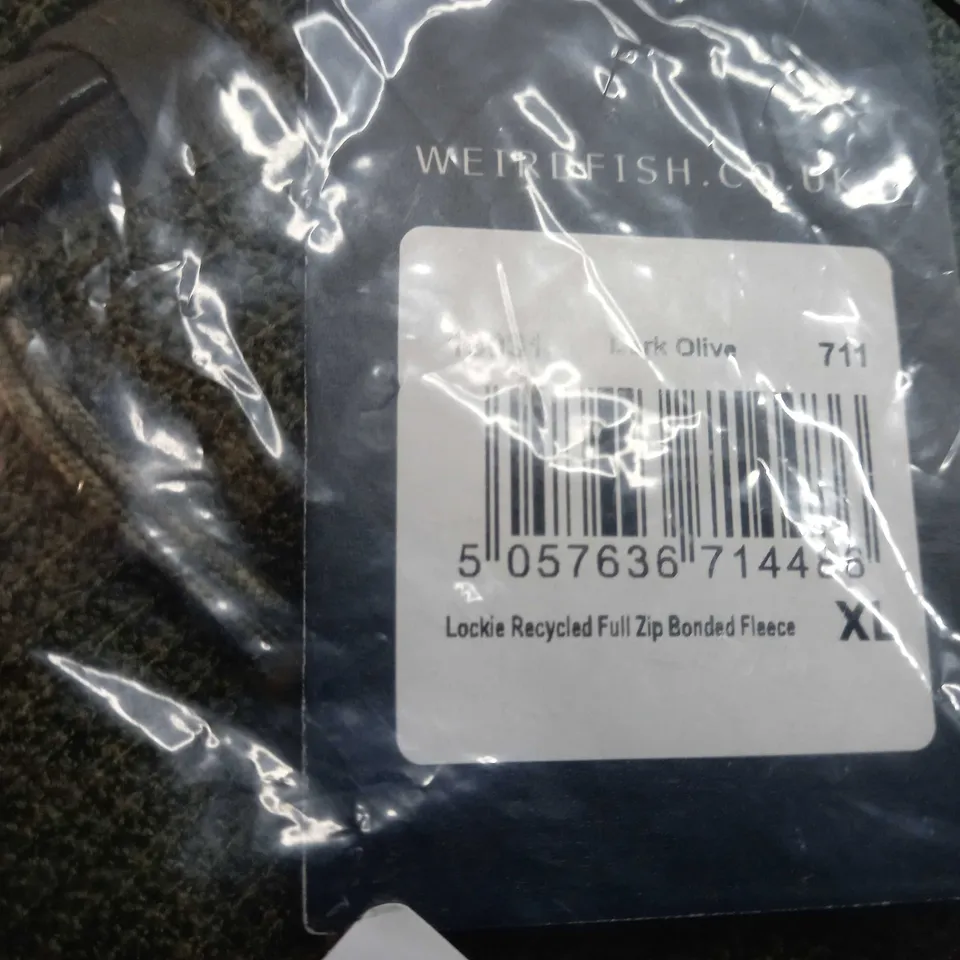 PACKAGED WWIRDFISH DARK OLIVE FULL ZIP BONDED FLEECE - XL