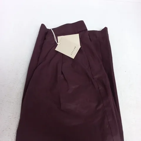 JIGSAW WIDE LEG COTTON POPLIN TROUSERS – PURPLE, UK 8