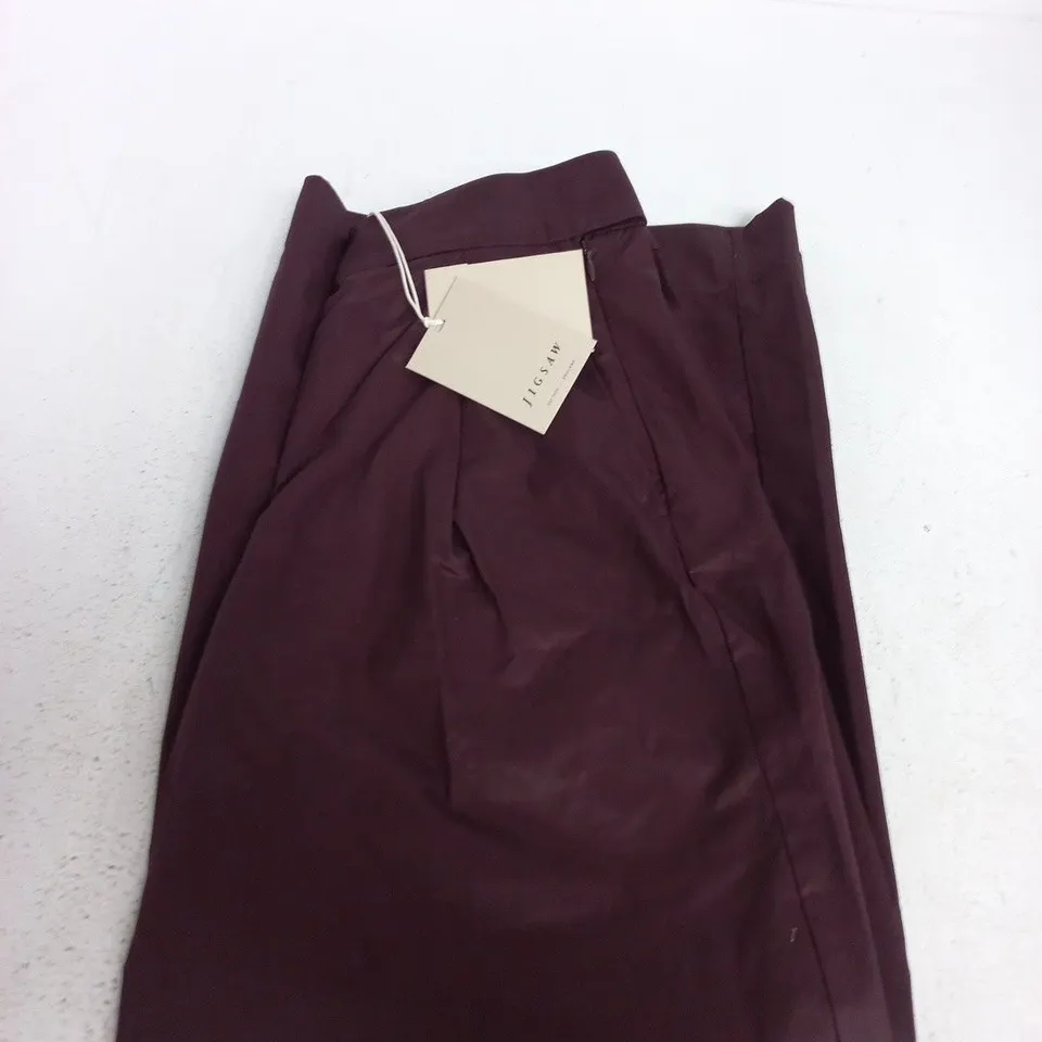 JIGSAW WIDE LEG COTTON POPLIN TROUSERS – PURPLE, UK 8