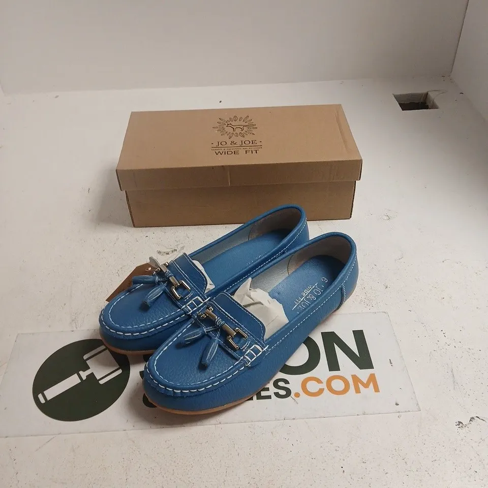 JO & JOE WIDE FIT LEATHER LOAFERS – NAUTICAL FRENCH BLUE, UK6