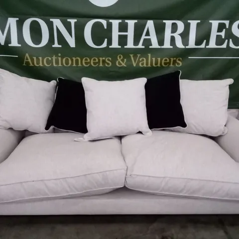 QUALITY THE LOUNGE CO DESIGNER 3 SEATER SOFA - CREAM FABRIC