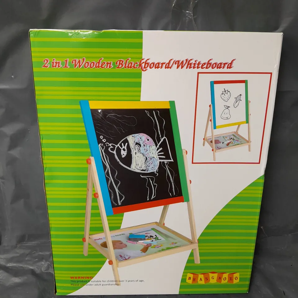 BOXED 2IN1 WOODEN BLACKBOARD/WHITEBOARD