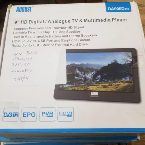 BOXED AUGUST 9" HD DIGITAL/ANALOGUE TV  & MULTIMEDIA PLAYER