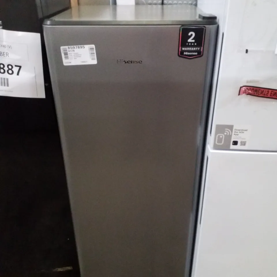 HISENSE 52CM WIDE FREESTANDING FRIDGE WITH FREEZER COMPARTMENT IN SILVER - UNPROCESSED RAW RETURN 