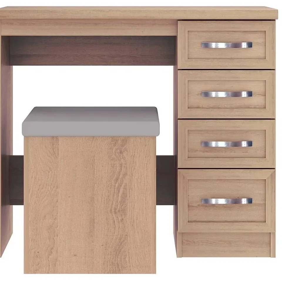 BOXED CAMBERLEY DRESSING TABLE AND STOOL SET - LIGHT OAK (1 BOX)
