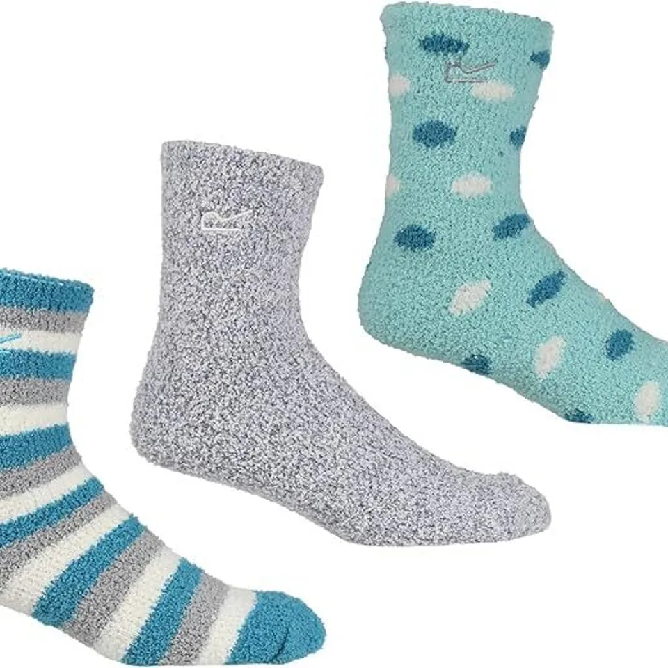 BRAND NEW REGATTA WOMENS 3 PACK COSY LOUNGE SOCKS - 6-8