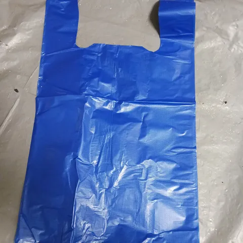 APPROXIMATELY 200 BLUE PLASTIC CARRIER BAGS