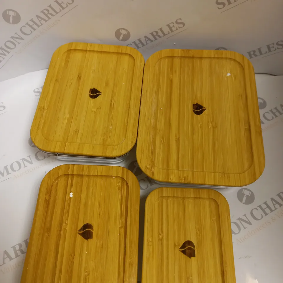 BOXED NAVAR BOROSILICATE GLASS CONTAINERS WITH BAMBOO LID - SET OF 4. 