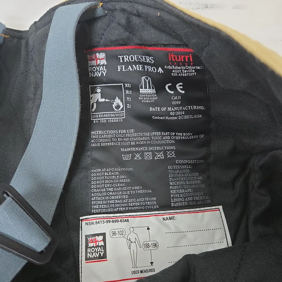 ROYAL NAVY FLAME PRO TROUSERS – GORE-TEX, SIZE 98-102 CM WAIST / 188-196 CM HEIGHT