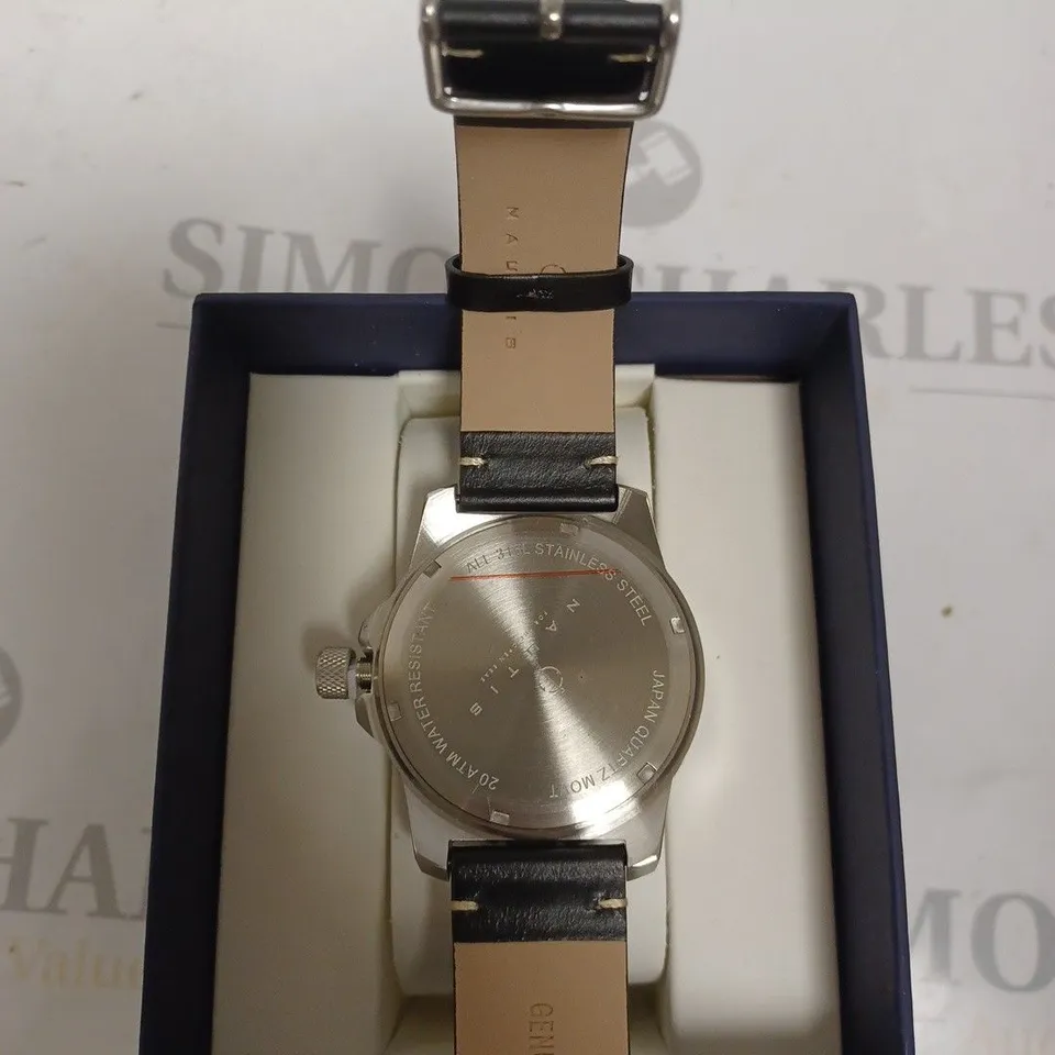 BOXED NAUTIS STAINLESS STEEL WATER RESISTANT BLACK AND BLUE WATCH