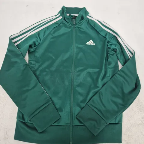 ADIDAS GREEN TRACK JACKET WITH WHITE 3-STRIPES – UK S