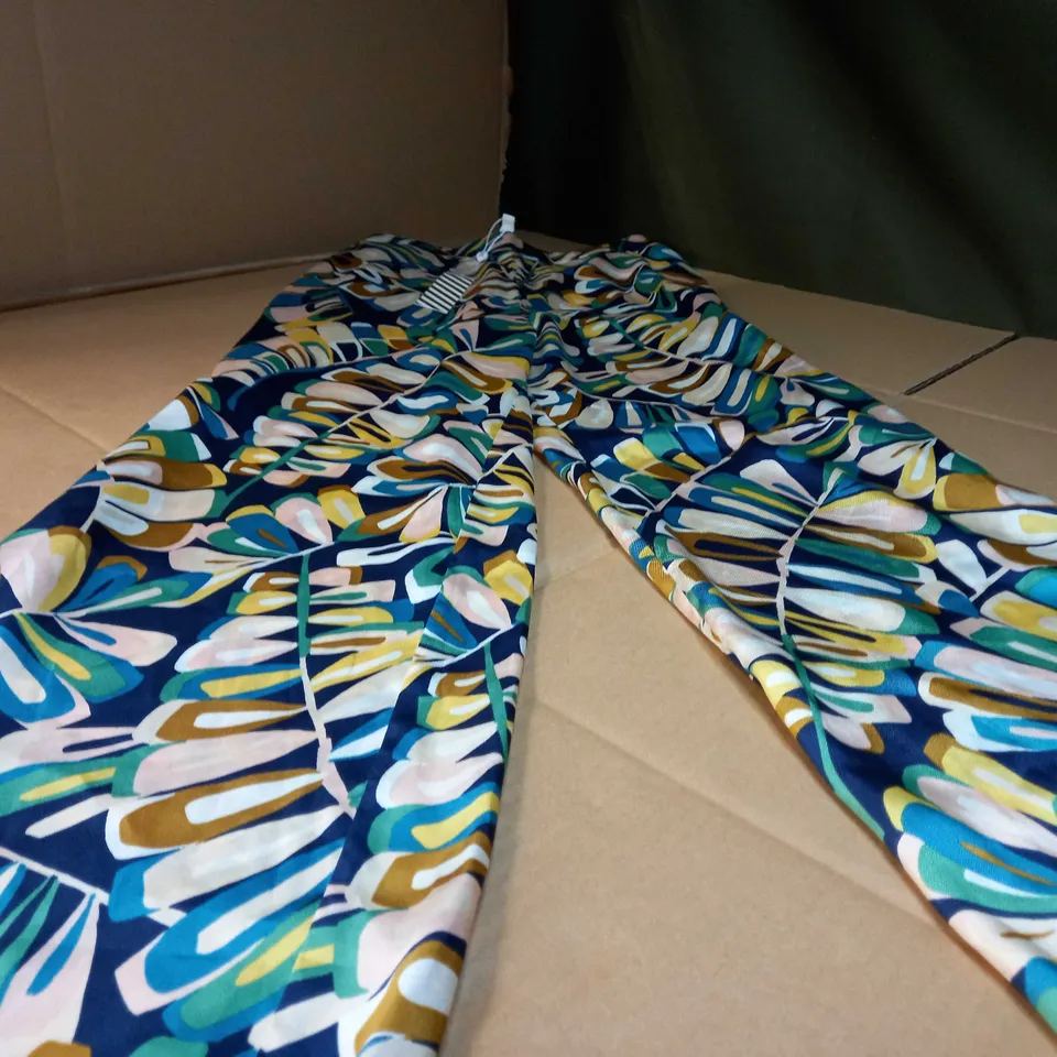 DESIGNER SATIN STYLE LARGE PRINT RETRO STYLE TROUSERS - XS