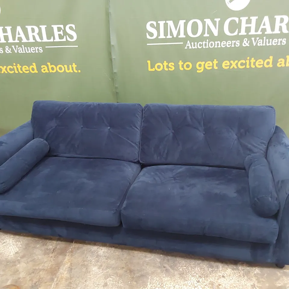 QUALITY BRITISH DESIGNER LOUNGE Co. FOUR SEATER SOFA NAVY PLUSH FABRIC