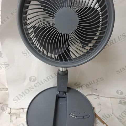 BOXED BELL & HOWELL RECHARGEABLE EXTENDABLE DESK & FLOOR FAN IN GREY