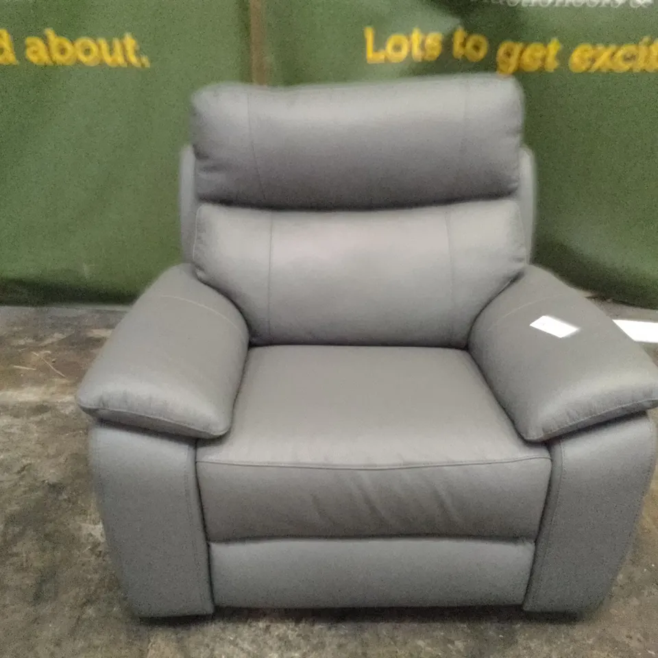 QUALITY ITALIAN DESIGNER PATRIZIO SMALL ARMS ELECTRIC RECLINER CHAIR - ANTHRACITE GREY LEATHER